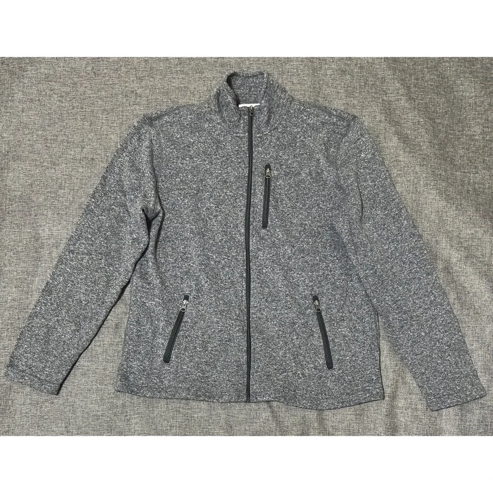 Sonoma Mens XL Jacket Gray Sweater Fleece Full Zip Mock Neck